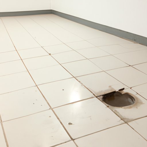 A basemnent floor with a small puddle to represent the context of use