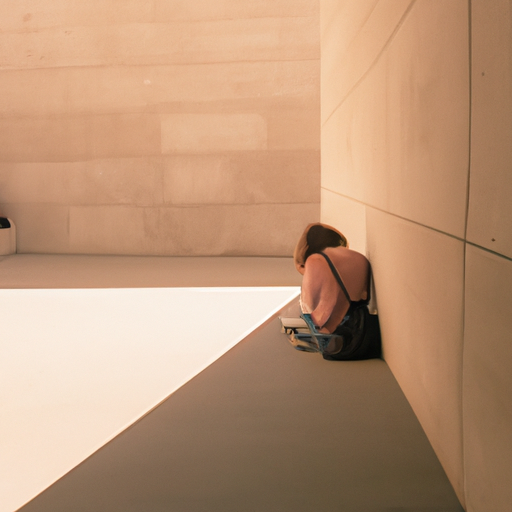 A person sitting peacefully in a minimalist space reading or meditating