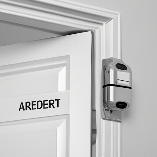 An open door with a sensor attached highlighting the alarm activation