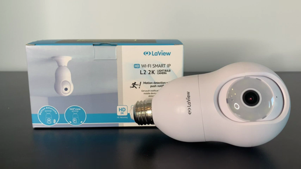Laview 4mp 2k wifi bulb security camera, night vision, alexa compatible 1