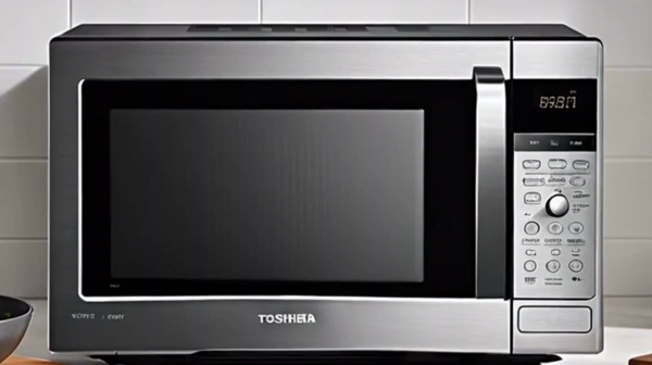 Toshiba ml em34p(ss) smart microwave, stainless steel, alexa compatible in kitchen