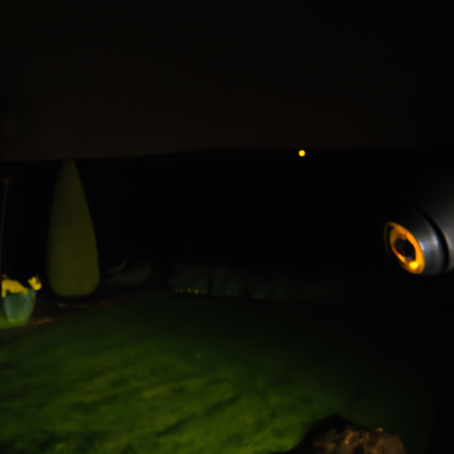 The camera overlooking a garden during night time showing the night vision capability